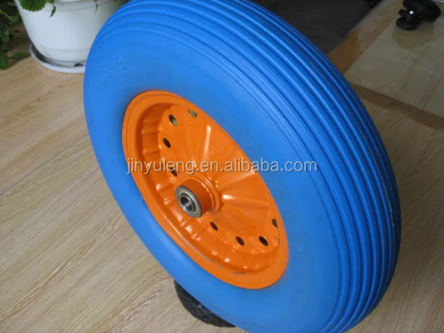 400-8 16 inch color pu solid foam wheel for wheelbarrow ,Plastic rim Farm machinery wheel,parts,accessories