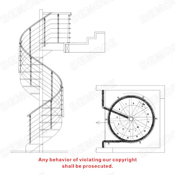 Scala a chiocciola esterna di piccole dimensioni/prefabbricati inox ... Disegno scala a chiocciola