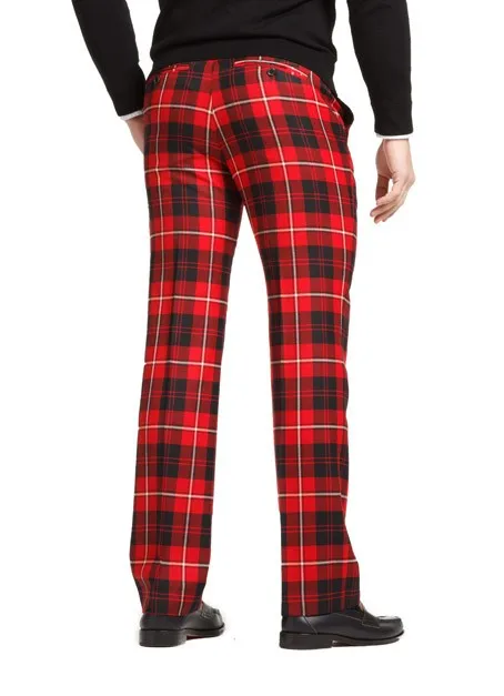 Men Red Plaid Straight Leg Pants - Buy Red Plaid Pants,Plaid Pants ...