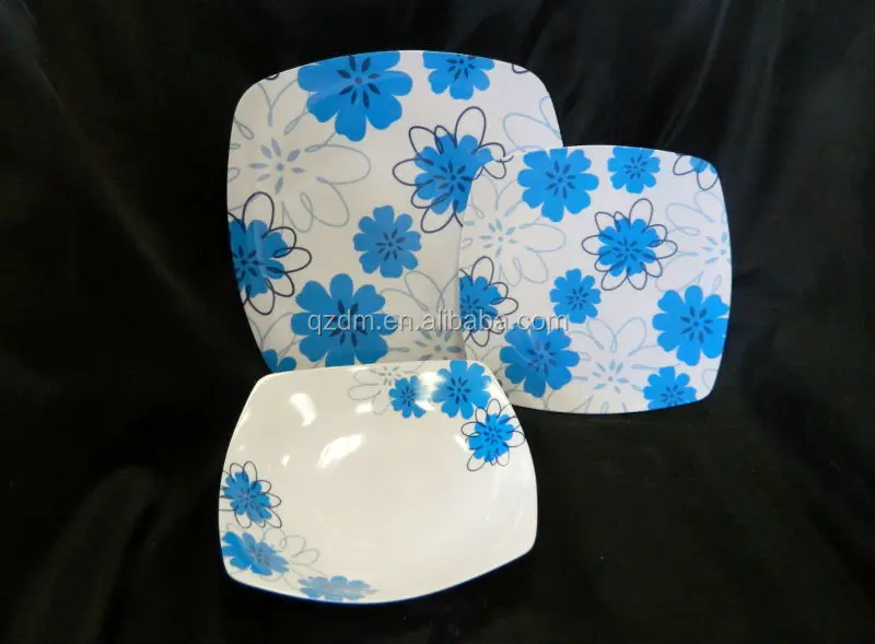 12 pcs melamine dinner ware dinner sets square plate
