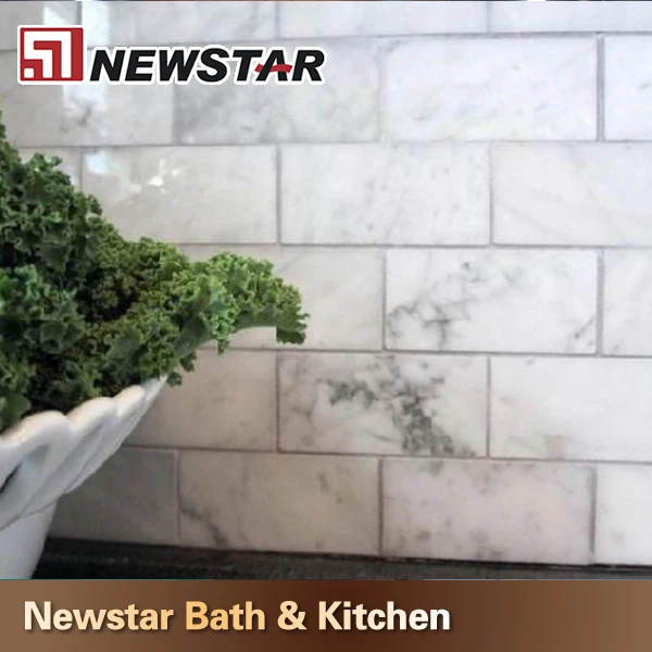 Prefabricada De Mármol Blanco De Carrara Tocador Con Bajo Encimera