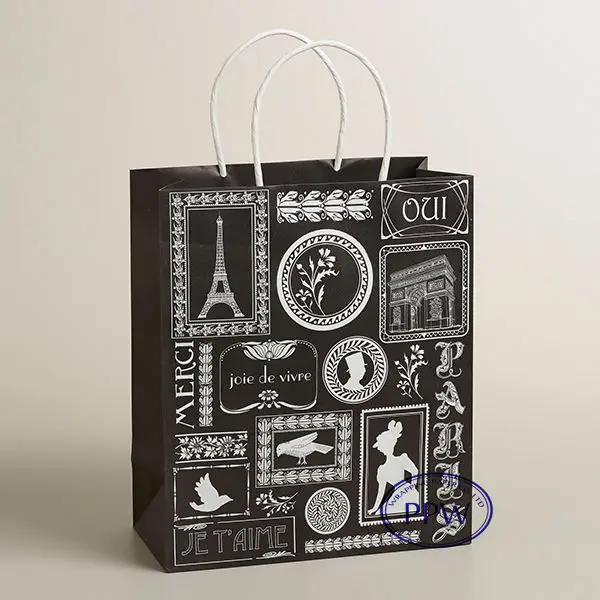 Fashion paper carry bags Black white design paper bag