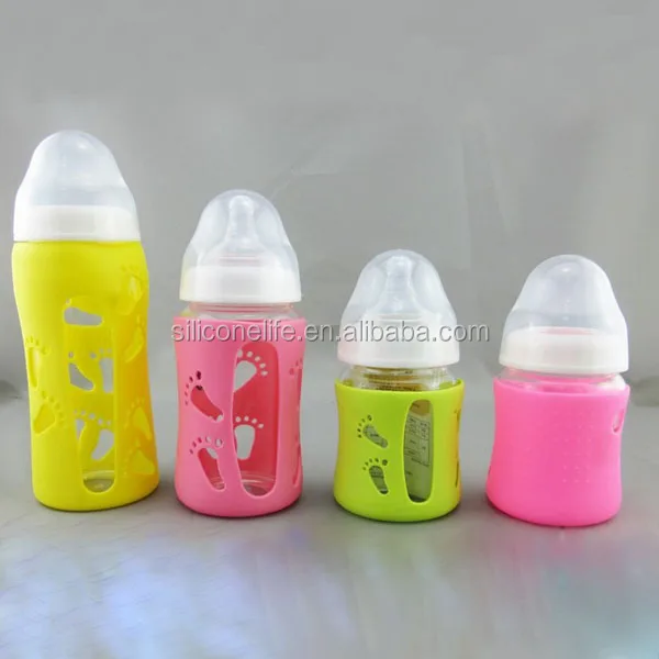 Custom Design Heat Proof Silicone Baby Feeding Bottle Sleeve Cover For