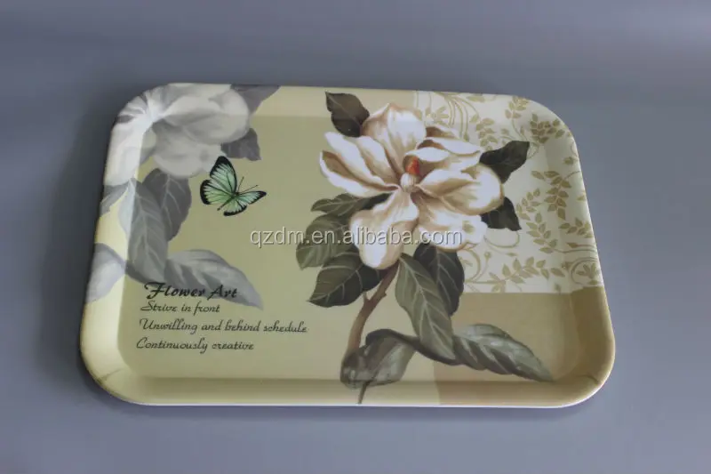 3pcs melamine tray set dull polish rectangle tray flower printing