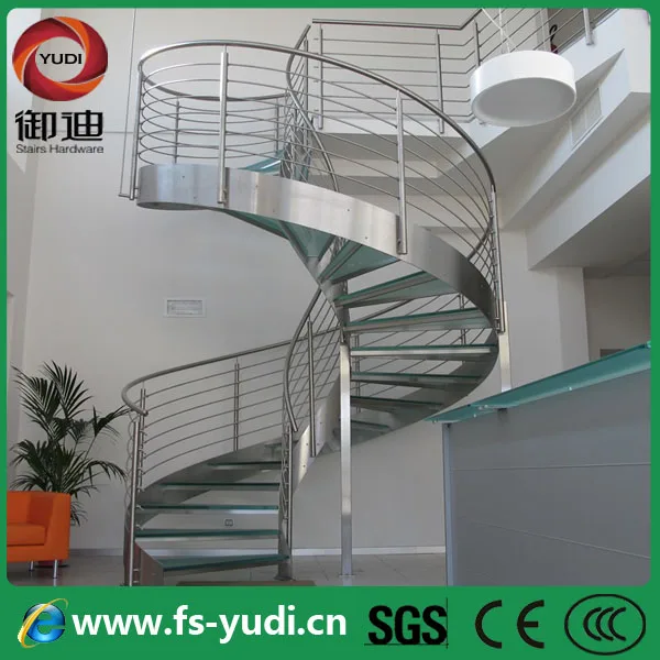 Moderna Escalera De Espiral De Cristal De Acero Inoxidable Para