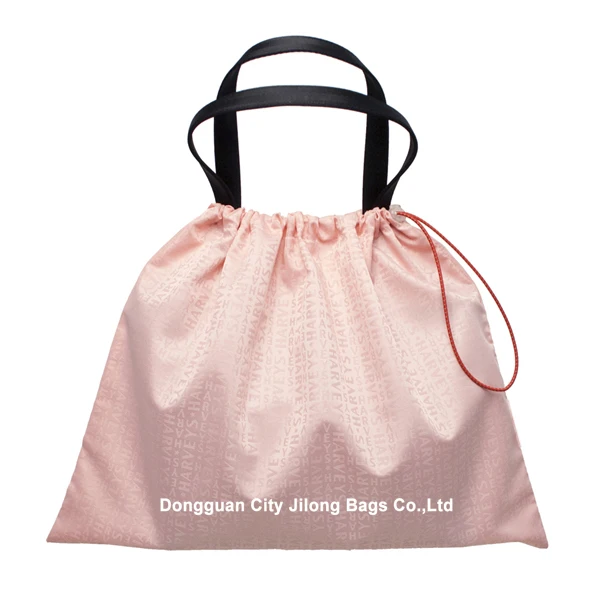 Custom Print Logo Large Pink Satin Purse Drawstring  Dust Covers for Handbags