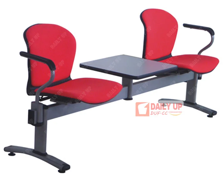 Manager Office Link Chair with Flat Table Lobby 2 Seater Waiting Chairs with Cushion