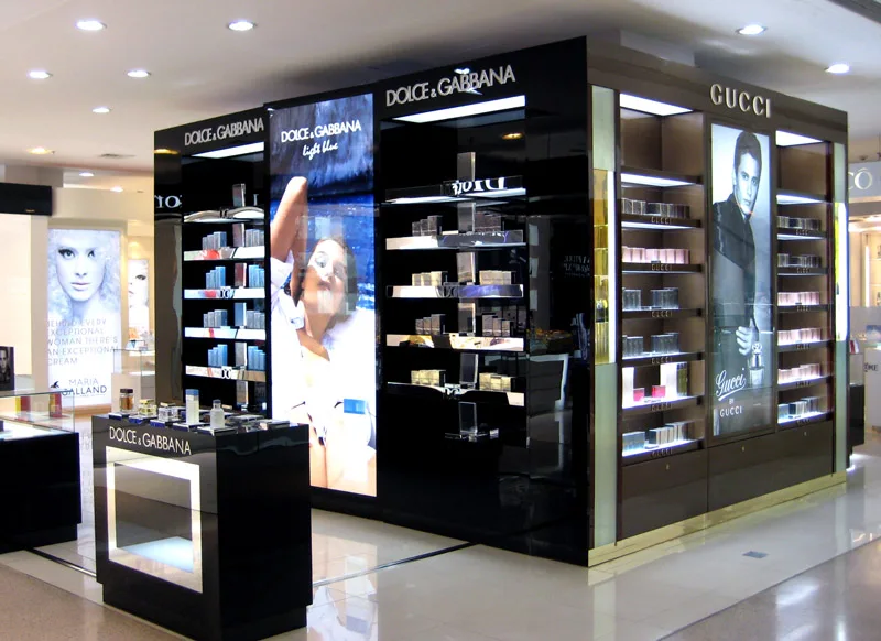 Customized Perfume Display Kiosk With Led Light For 