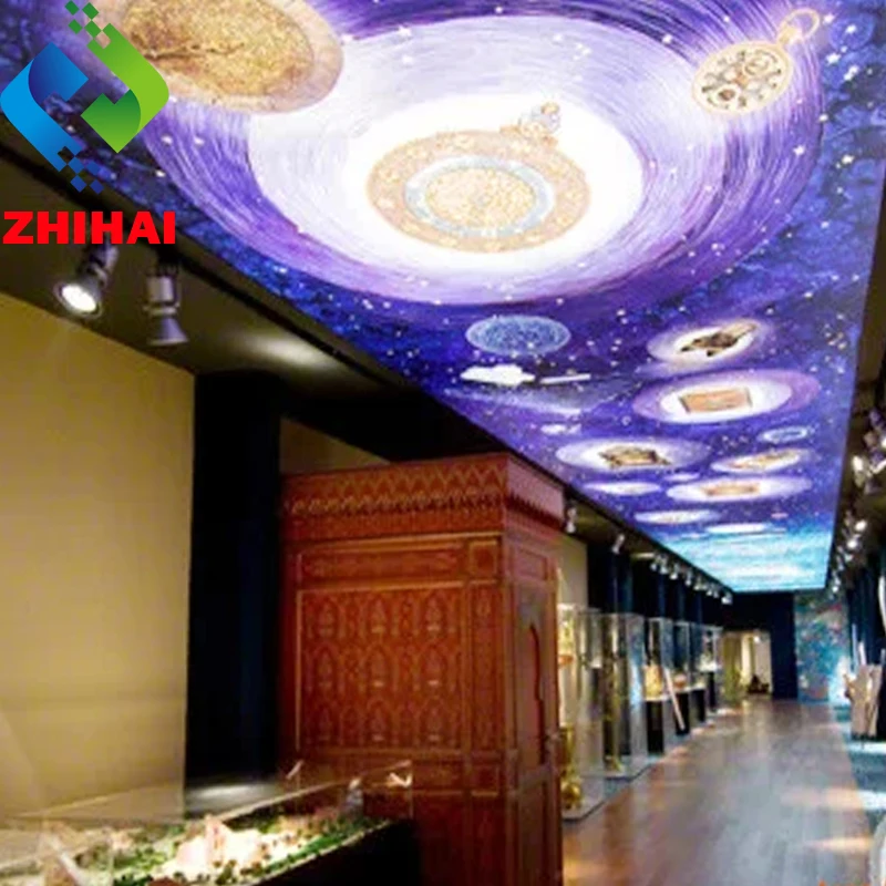 Used for coffee and spa designs pictures printed on soft pvc ceiling panels with led lighting