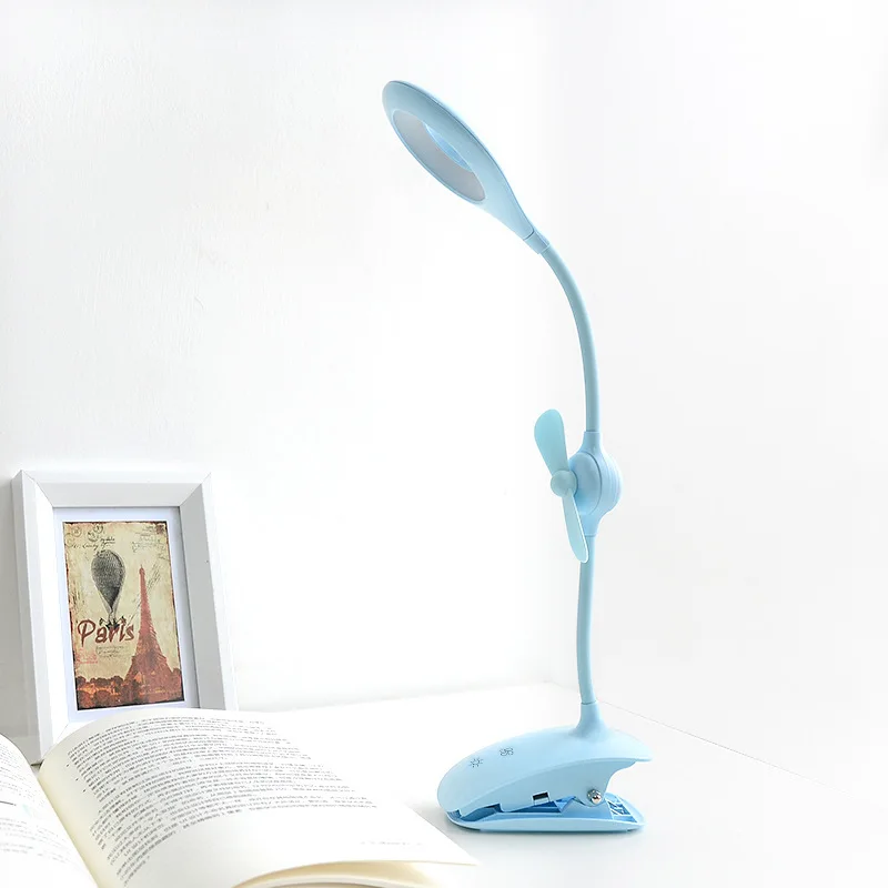 LED reading table lamp with Mini fans torus LEDs and stepless dimming sensor touch