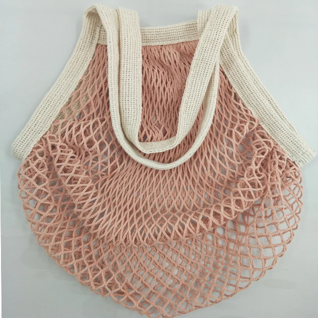 New design store durable Mix color cotton mesh handle bag