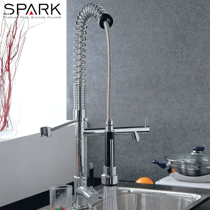 Sprinkle brass spout flexible Pull down out mixer kitchen sink faucet