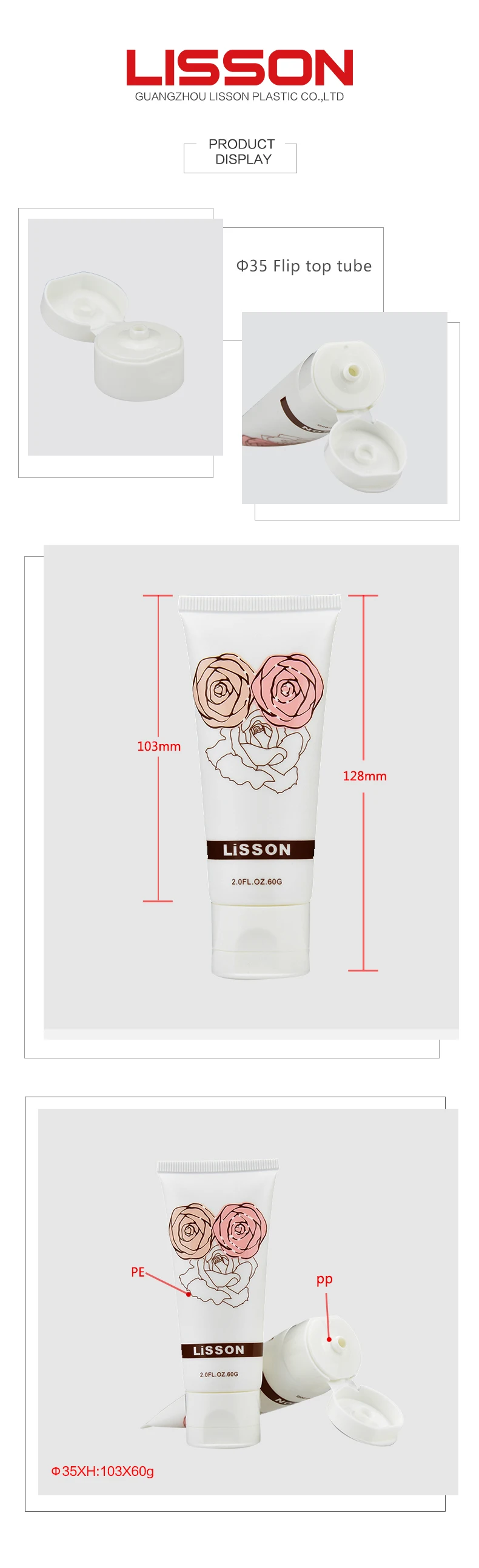 Empty Cosmetic Soft Tube Packaging With White Flip Top Cap