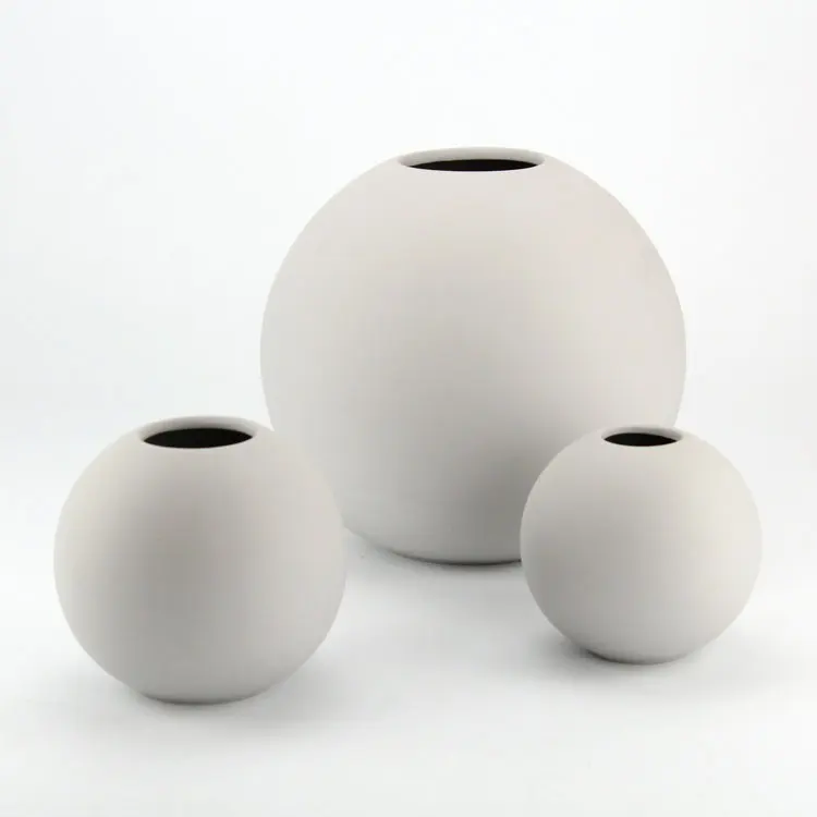 Unique Round Ball Shape Ceramic Flower Vases Elegant Modern Design