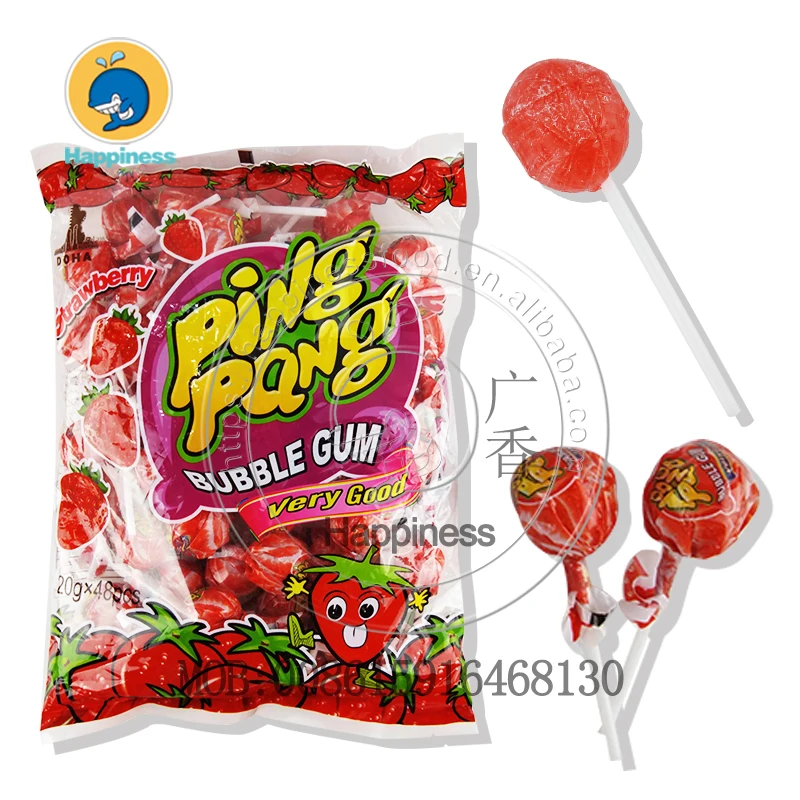 Big Round Lollipop With Gum Fruit Lollipop Strawberry Lollipop - Buy ...