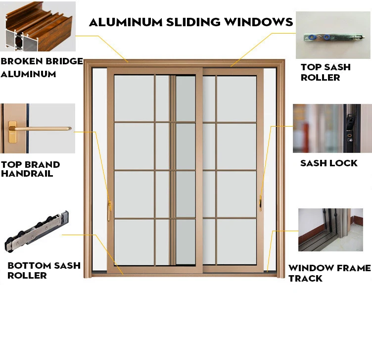 Large Aluminum Sliding Window Sliding Window With Mesh Sliding Window