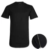 Mens Long T Shirts Elongated Crew Neck/Hip Hop Basic Tee Casual Longline Zippers