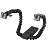 BEXIN Flexible two arm stand Camera flash holder 1/4 hot shoe adapter flash holder with ball head for DSLR Photography Macro