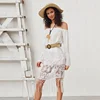 Bohemian Holiday Dresses Lace Off Shoulder Pencil Tassel Dress Stitching Designs