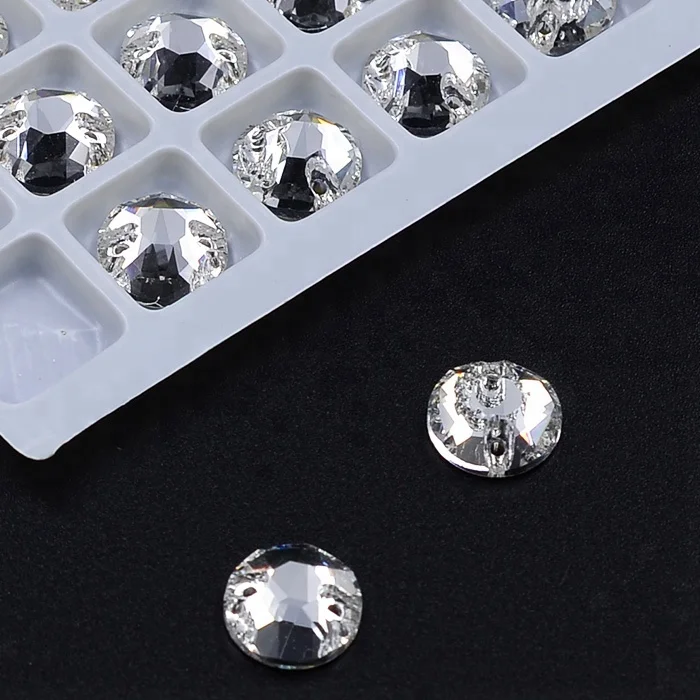 Best quality 2 holes 8mm flat back crystal AB sew on strass