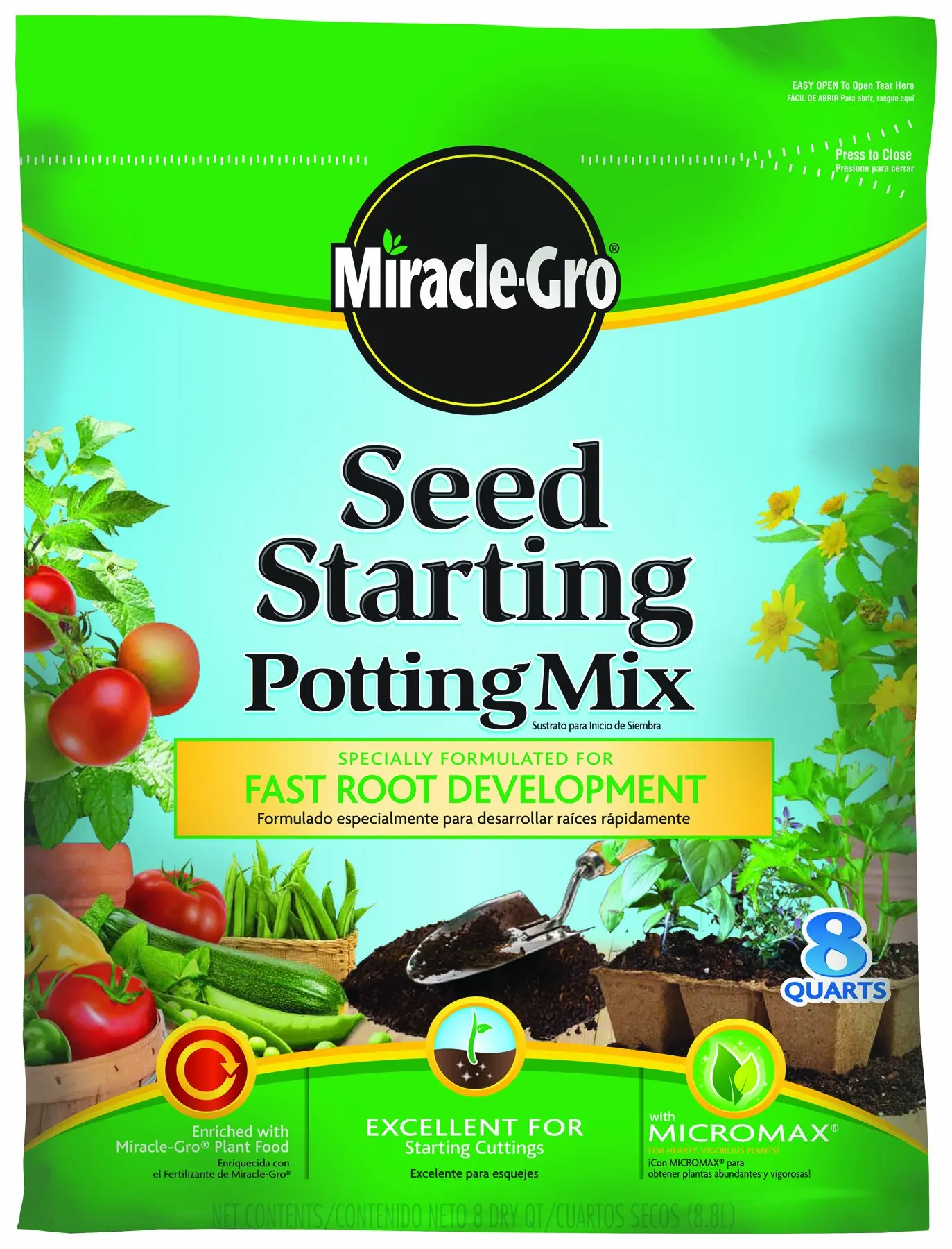 Miracle-Gro 75078500 Seed Starting Potting Mix Bag, 8-Quart