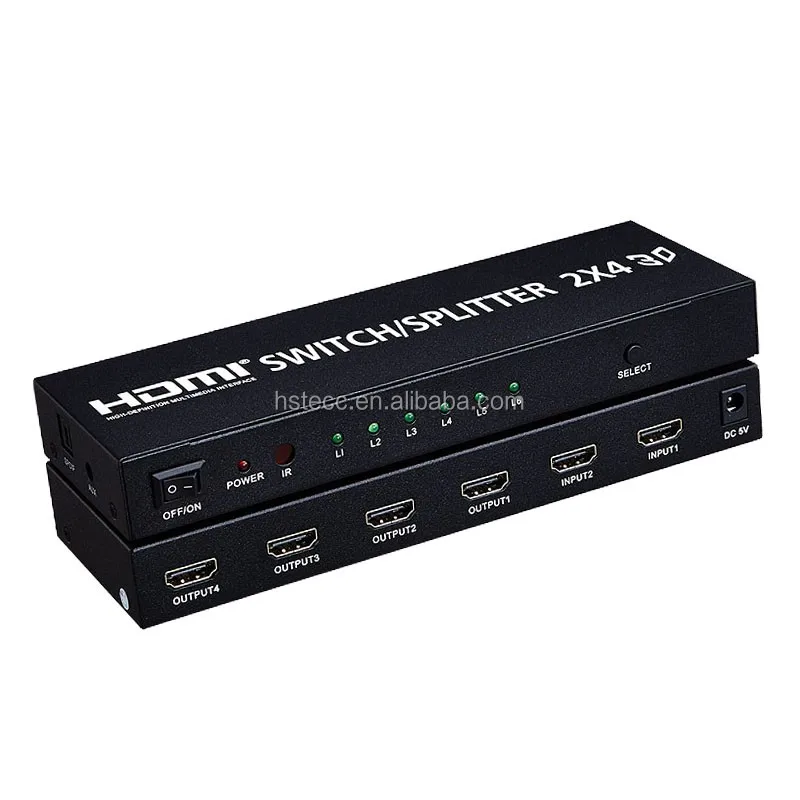 2x4 Hdmi Splitter Hdmi Switch Splitter 4 Out 2 In,2 In 4 Out Hdmi Splitter Support Hd 4k,3d