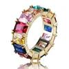 Rainbow stone ring jewelry wedding band rings