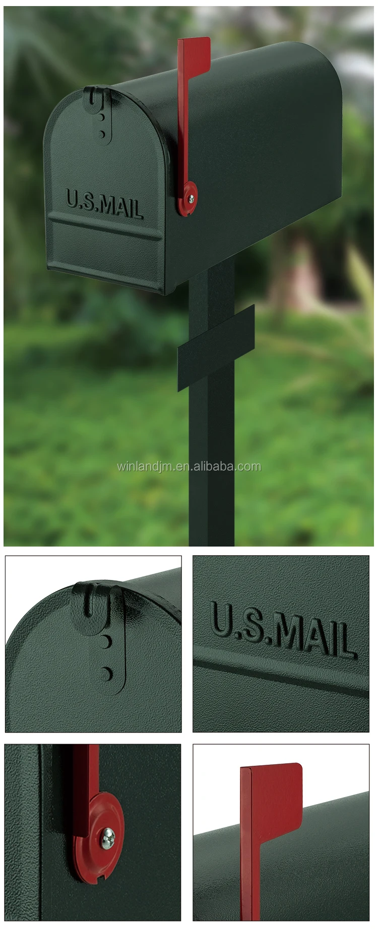 Noir lettre courrier boîte postale en métal boîte de lettre de Port en acier verrouillage capable nouveau 