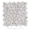 Polished white marble mosaic penny round tile bathroom and kitchen backsplash wall tile