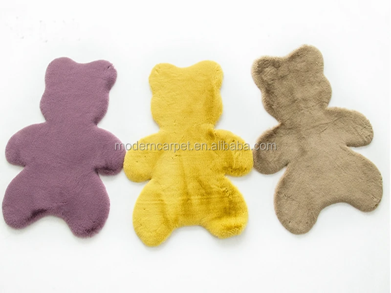 Lovely Animal Bear Shaped Faux Rabbit Fur Baby Kids Rugs Carpets Faux Rabbit Fur Baby Kids Rugs Carpets
