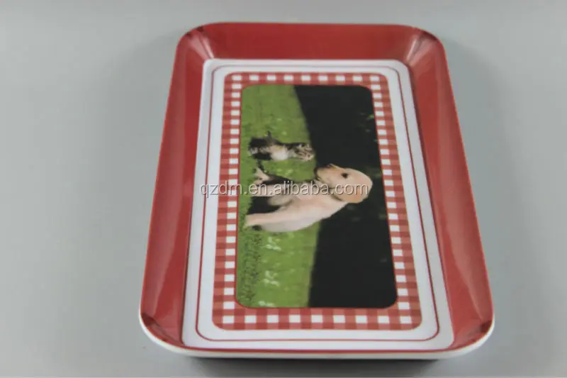 Rectangle Shape Melamine Tray With Dog Print