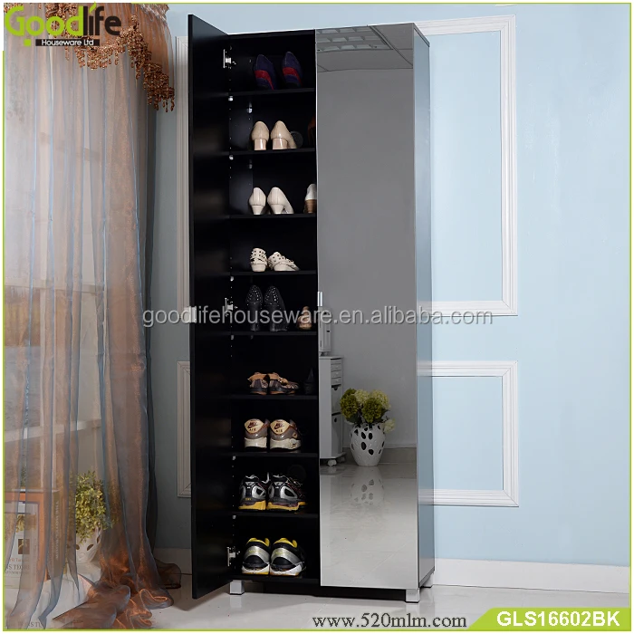 Tall Wooden Shoe Rack Shoe Cabinet With Full Length Mirror Buy