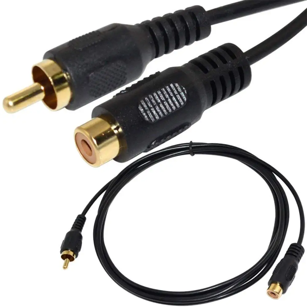 SuperWhole 6ft Single 1RCA Phono male plug to female EXTENSION Audio Adaptor Cable Gold New