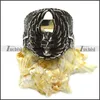 "Angel and Devil" Custom Made Engraved Skull Ring with Spread Wings in Black Tone