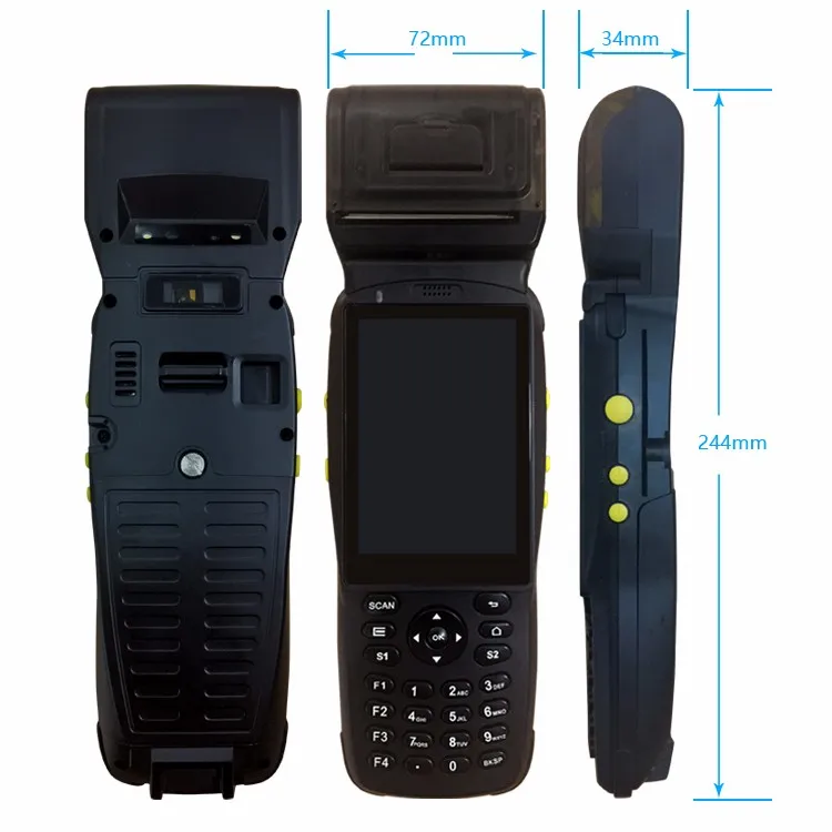 Rugged IP65 Industrial Android Handheld PDA Laser Barcodes Scanner with Printer
