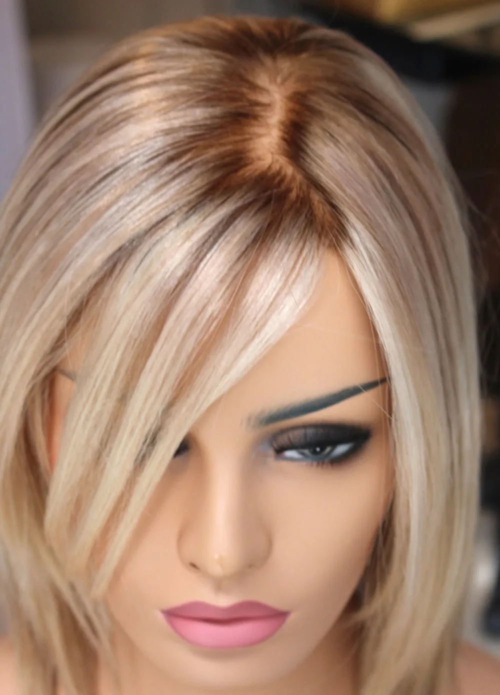 Hot Indian Ombre Blonde Human Hair Short Bob Wig For White Women