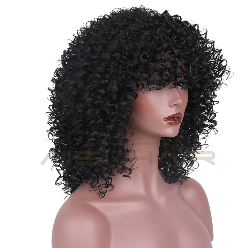 Aisi Hair Wholesales黒人女性用アフロカーリーウィッグ前髪付き