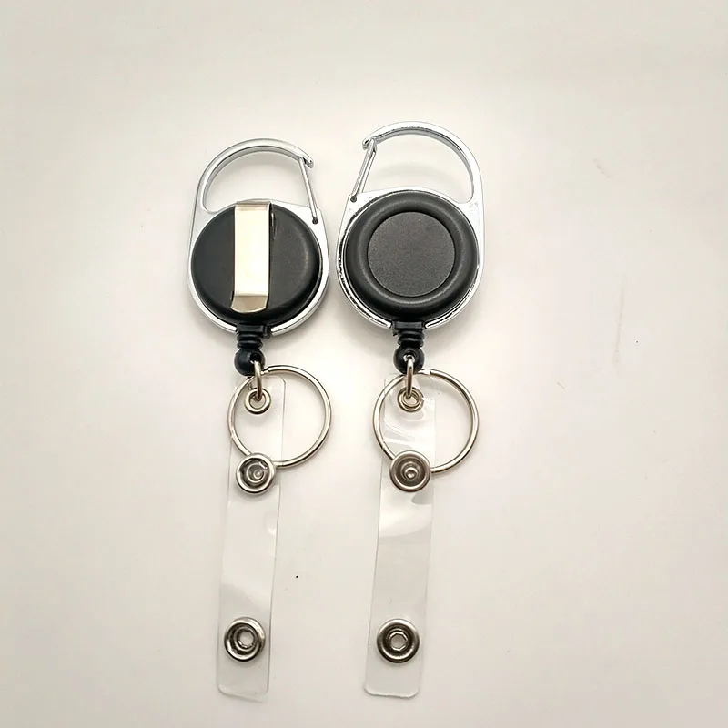 Retractable Plastic Roller Clip Key Badge Reel With Fix