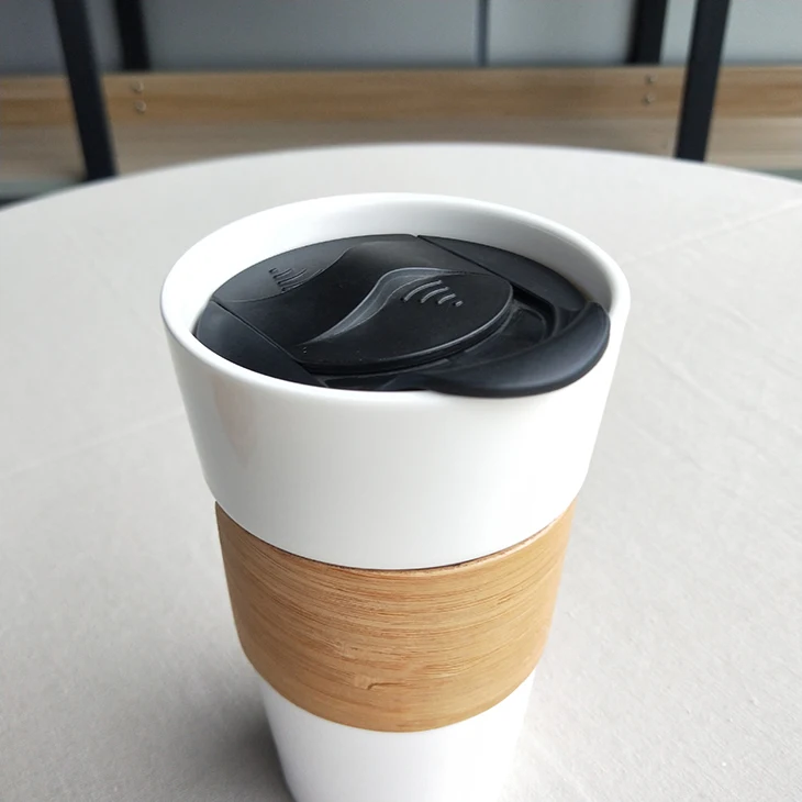 400ml/14oz Ceramic Coffee To Go Sublimation Mug With Bamboo Banderole ...