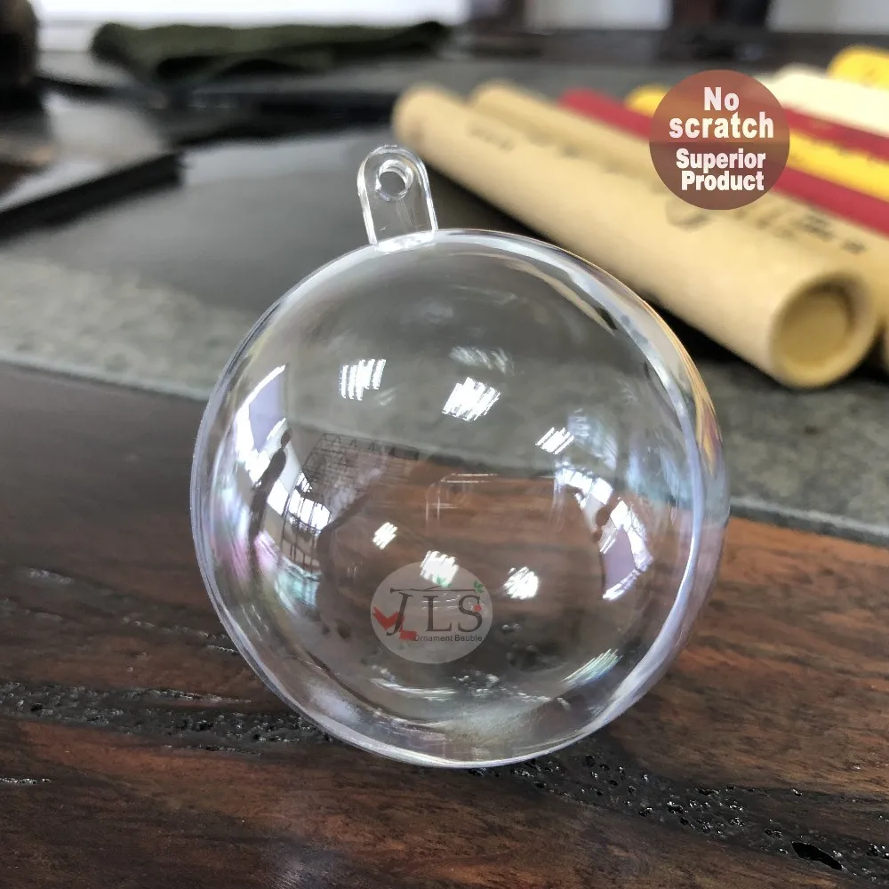 Wholesale Transparent Openable And Hanging Clear Plastic 2 Part Baubles
