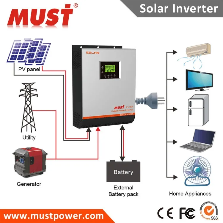 Hybrid Solar Power Inverter Dc 24v To Ac 220v 2kva 3kva 4kva 5kva - Buy