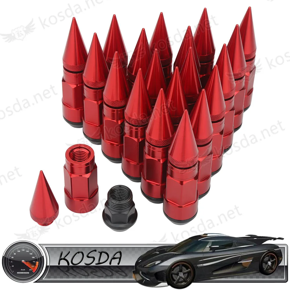 Voiture jante écrou de roue fil taille 12x1.5 rouge pic rouge blocage des roues lug nut pour