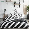 Europe style simple black white stripe hotel bed linen bed sheet set 100% cotton bedding set