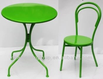 Metal Steel Cafe Chair And Round Table In Bright Color Suitable