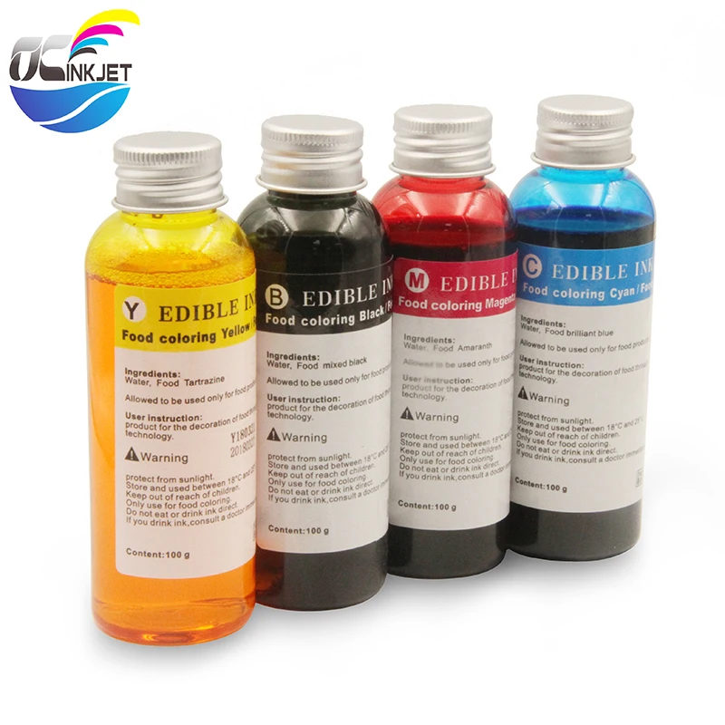 Ocinkjet 100ml/bottle 4 Colors Refill Edible Ink For Hp 803 Coffee Cake