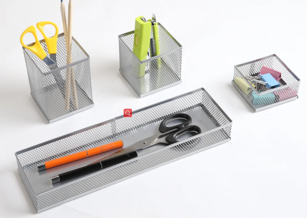 Metal Mesh Office Desk Set Desk Accessories Organizer Set Of 4pcs Buy