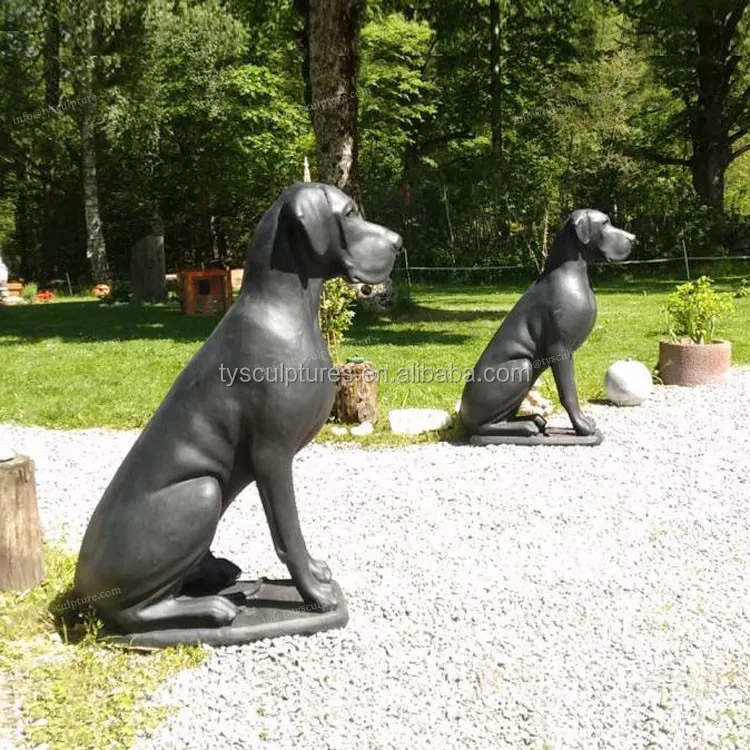 Hot Sale Metal Black Sitting Dog Statue Life Size Dog Sculpture For