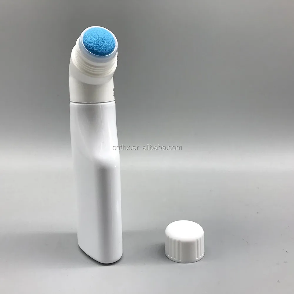 100ml Pet Plastic White Bent Rubber Sponge Applicator Bottle For