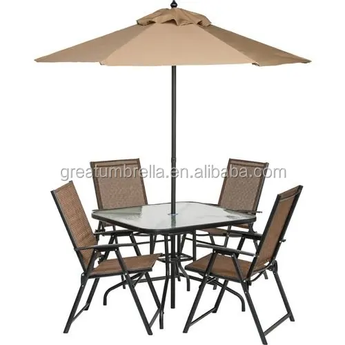 6 Piece Outdoor Folding Patio Table And Chair With Umbrella Buy Portable Folding Table And Chair Set Outdoor Metal Table And Chairs Patio Table And Chair With Umbrella Product On Alibaba Com