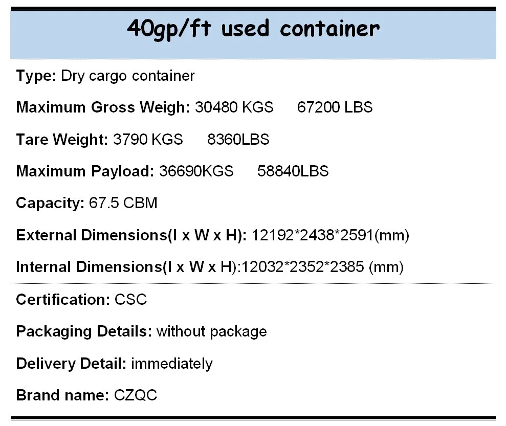 40'gp Shipping Container/40'hc Used Containers /40-foot Container Price ...